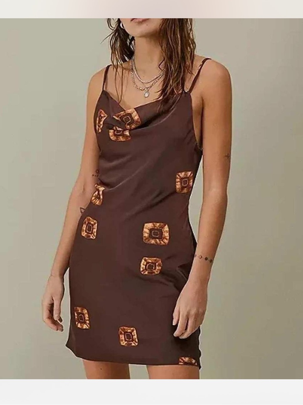 Urban Outfitters Mallory Cowl Neck Chocolate Brown Dress Size Small